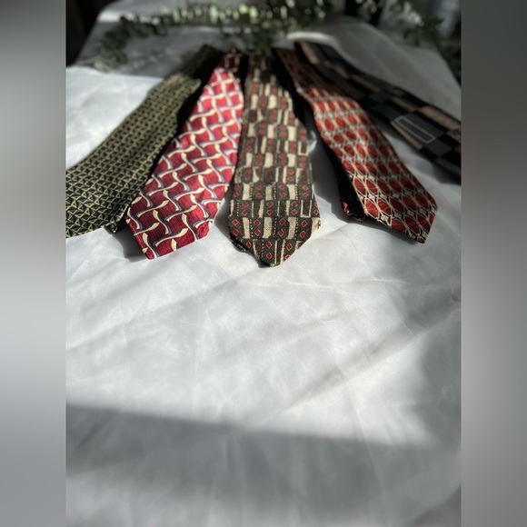 Vintage Silk Necktie 4" Tie  LOT OF 5 Art Deco Abstract Geometric USA - Picture 2 of 11